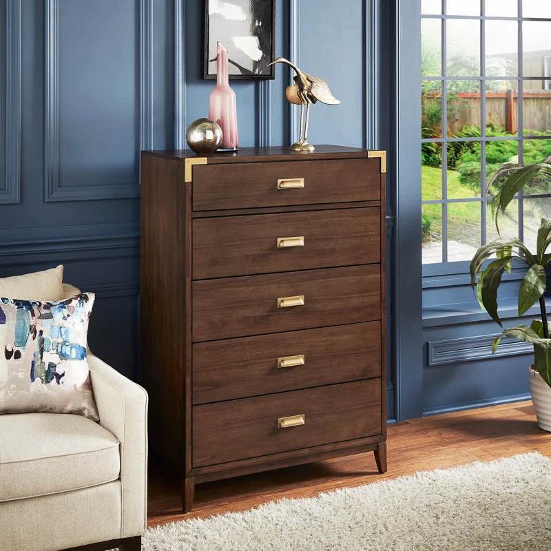 Kingston Home 5 Drawer 36” W Solid Wood Chest