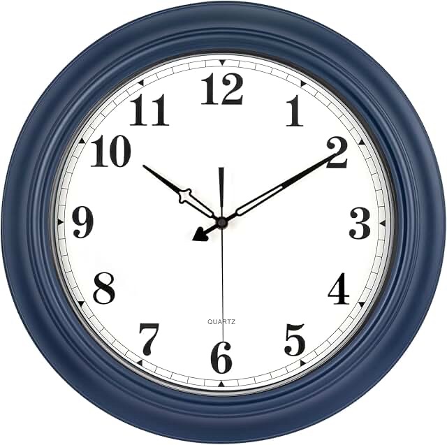 Navy Blue Wall Clocks, 18-Inch Large Metal Wall Clocks Battery Operated, Retro Anolog Silent Modern