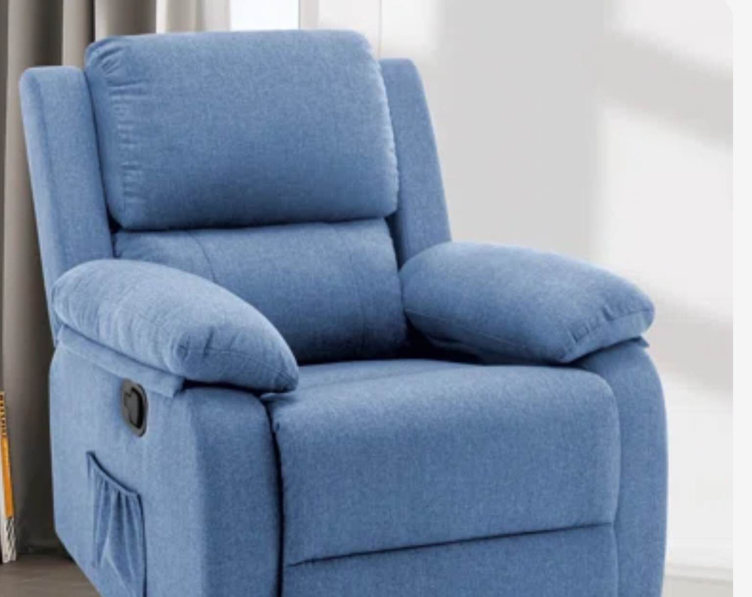 Recliner Chair, 360 Swivel Rocker Chair For Adults, Small Rocking Recliner Chair For Small Spaces, Upholstered Fabric Recliner With Side Pockets