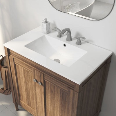 Tucson 30" W x 18" D Vitreous China Single Vanity Top Sink in white