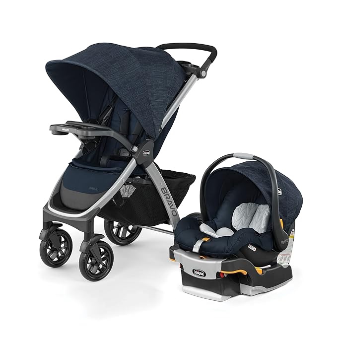 INCOMPLETE Chicco Bravo 3-in-1 Trio Travel System, Quick-Fold Car Seat and Stroller Combo with KeyFit 30 for Infant | Brooklyn/Navy