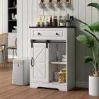 INCOMPLETE, 32'' Farmhouse Storage Cabinet with Sliding Barn Door, 4 Drawers, Freestanding Coffee Bar Cabinet, Small Storage Cabinet Fits for Kitchen, Bathroom, Living Room