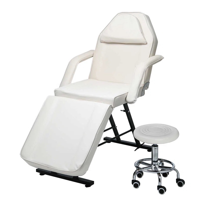 Adjustable Tattoo PU Reclining Full Body 2 Piece Chair Set, Beauty Spa Facial Salon Tattoo Recliner