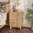 Fayola Farmhouse Brown 2 Drawers Nightstand with Ring Pattern