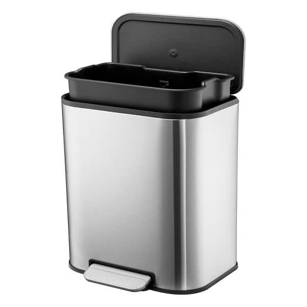 5.3 Gallon Stainless Steel Trash Can, 20 Liter Rectangular Garbage Can
