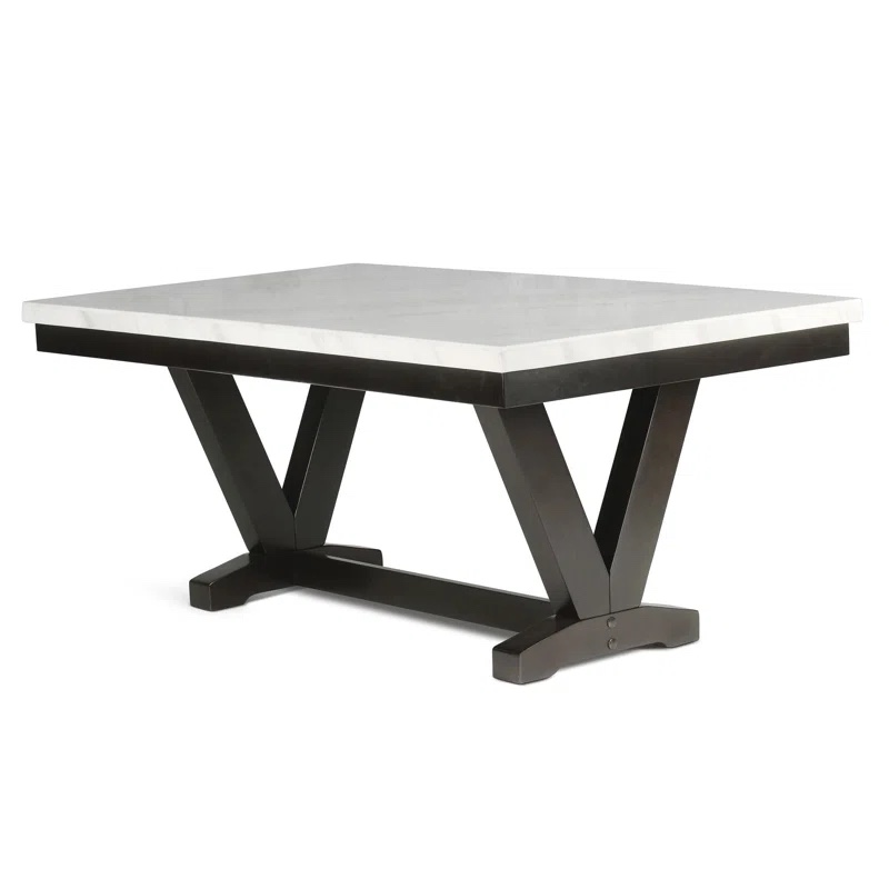 Bourgeois 72 inch White Marble Top Dining Table