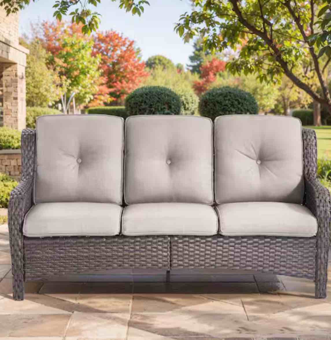box 2 of 2 (incomplete)Arkadia 2 Piece Rattan Sofa Seating Group with Cushions Frame Color: Brown/Beige