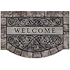 Tapete grueso de bienvenida para exteriores, 24 x 36 pulgadas, tapete grande de bienvenida duradero para puerta delantera, resistente y antideslizante, de goma para entrada del hogar