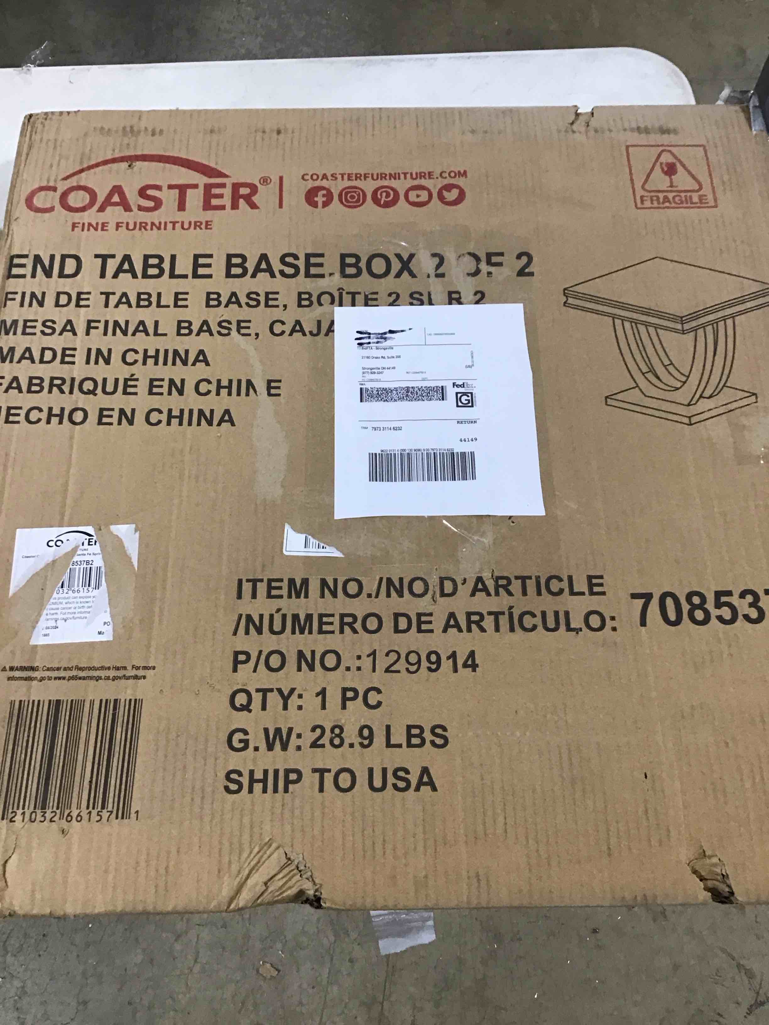 Condition photo showing Good Condition for Kerwin Square Stone Top End Table White and Chrome