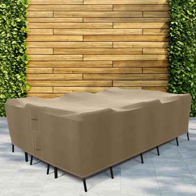 Hyslop Water Resistant Patio Dining Set Cover – Heavy Duty, Durable Outdoor Furniture Cover with Click-Close Straps, Adjustable Elastic Hem, and Air Vents