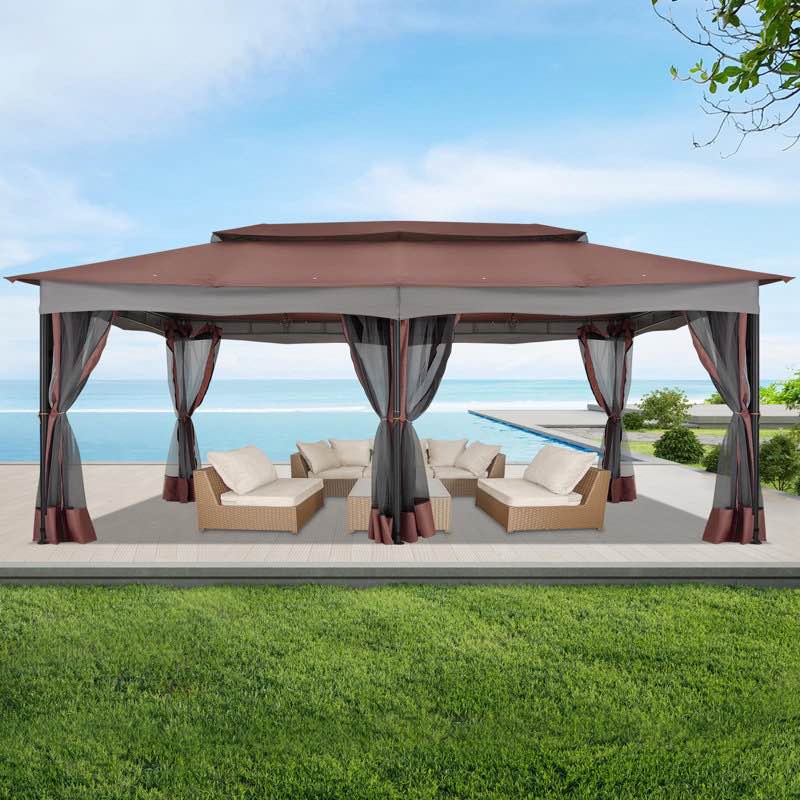(INCOMPLETE) 12 x 20 FT Heavy Duty Gazebo with Netting Outdoor Gazebo