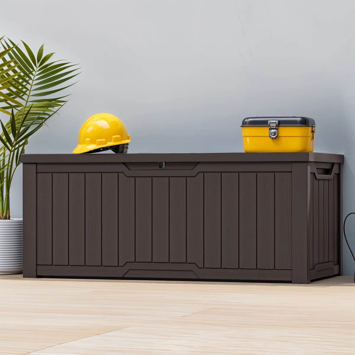 edrosie inc 121 gallons water resistant resin lockable deck box