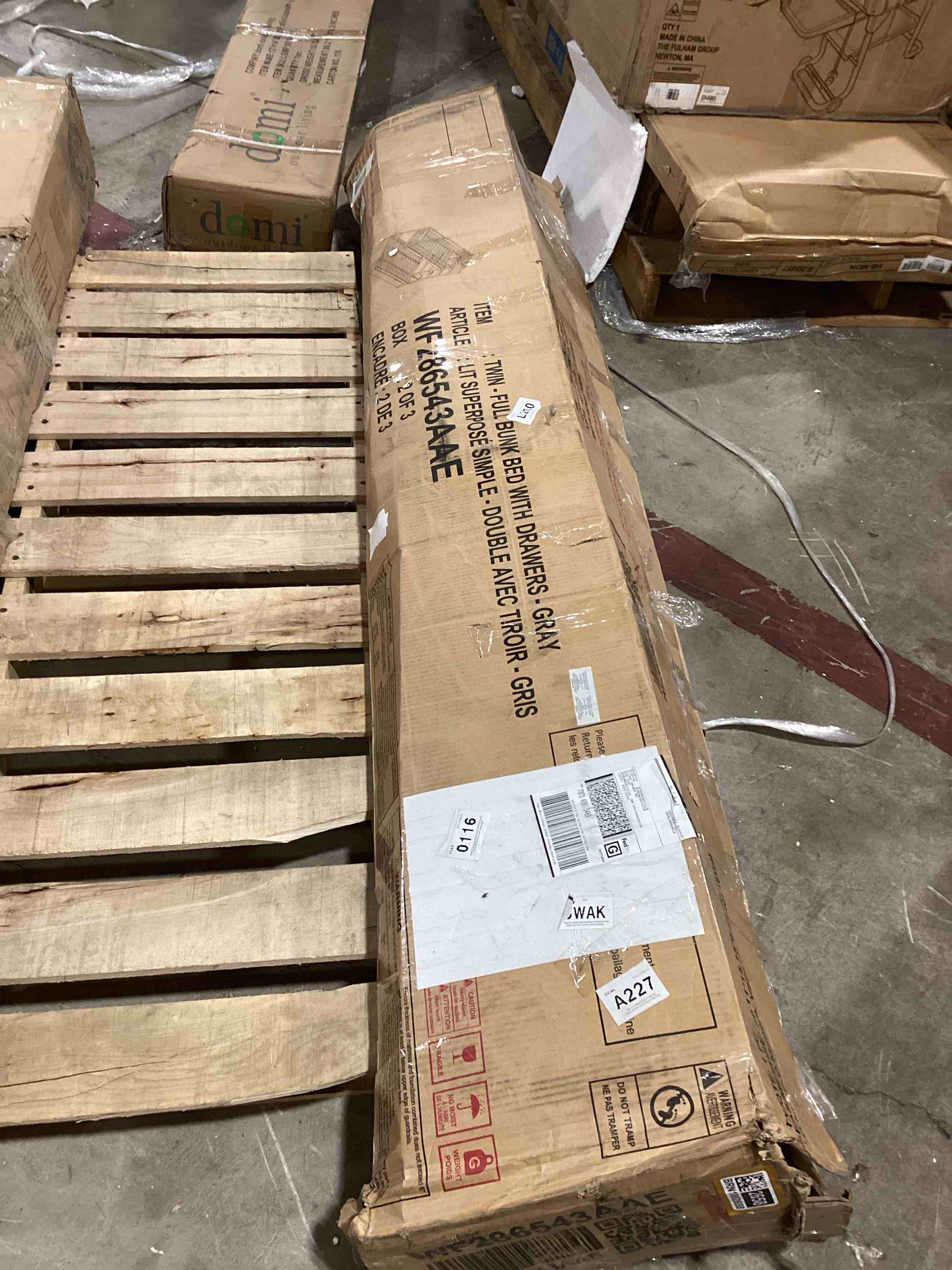 twin full bunk bed with drawers-gray