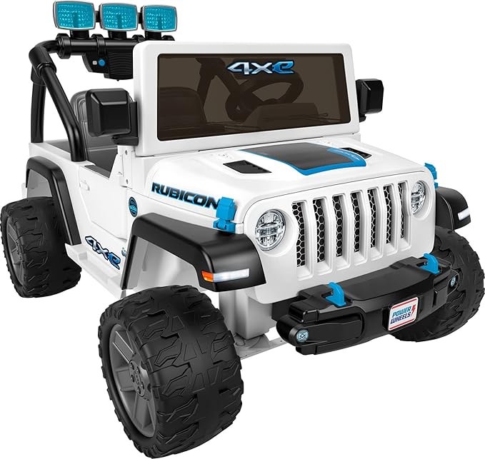 Power Wheels Fisher-Price, Jeep® Wrangler 4XE 12V White Mountable Vehicle, for children aged 3 and up, 