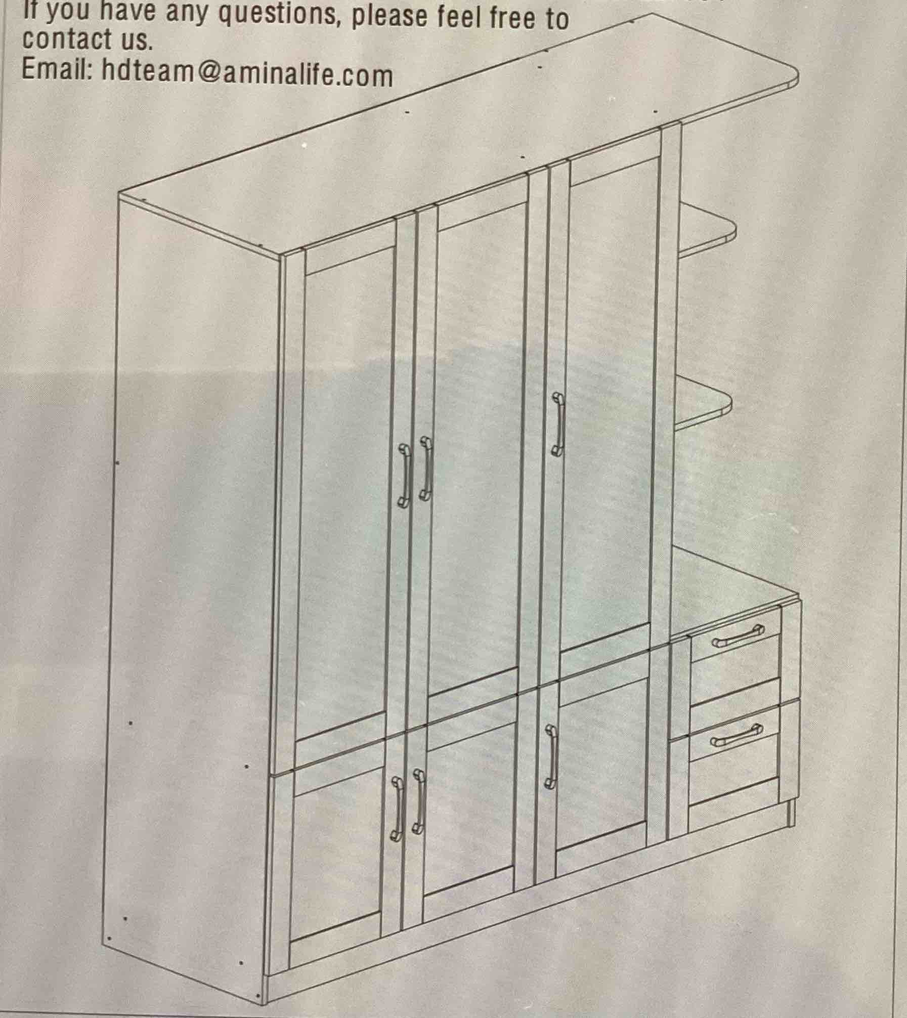 wardrobe with corner open shelf white (3 box for pickup)