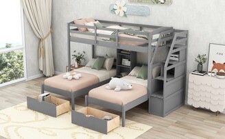 TWIN OVER FULL WITH DRAWER &STORAGE STAIRCASE GRAY (image similar ) (incomplet 1 box of 3)