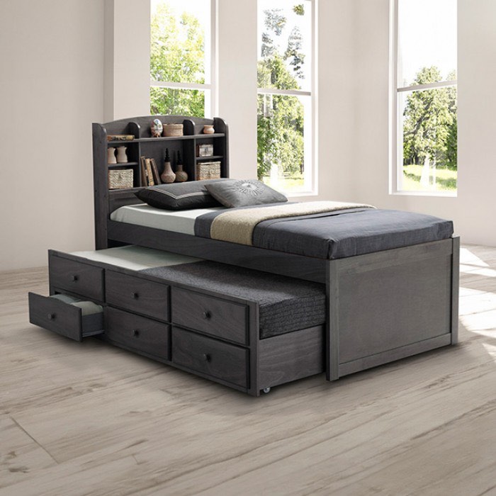 FULL TRUNDLE BED COLOR RUSTIC BROWN  (image similar )(INCOMPLET BOX 2 OF 2)