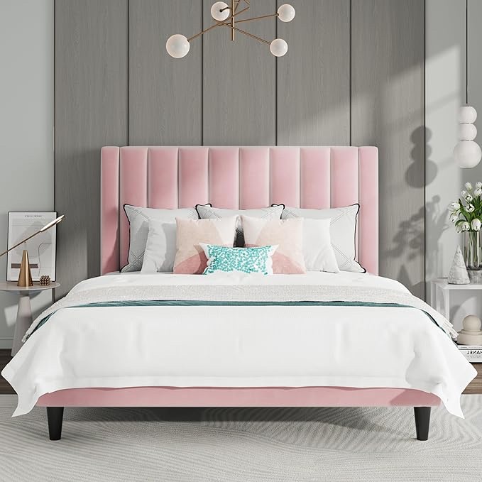 QUEEN SUSPENDED BED WITH LIGHTS-PINK(image similar )(incomplet box 2 of 3)