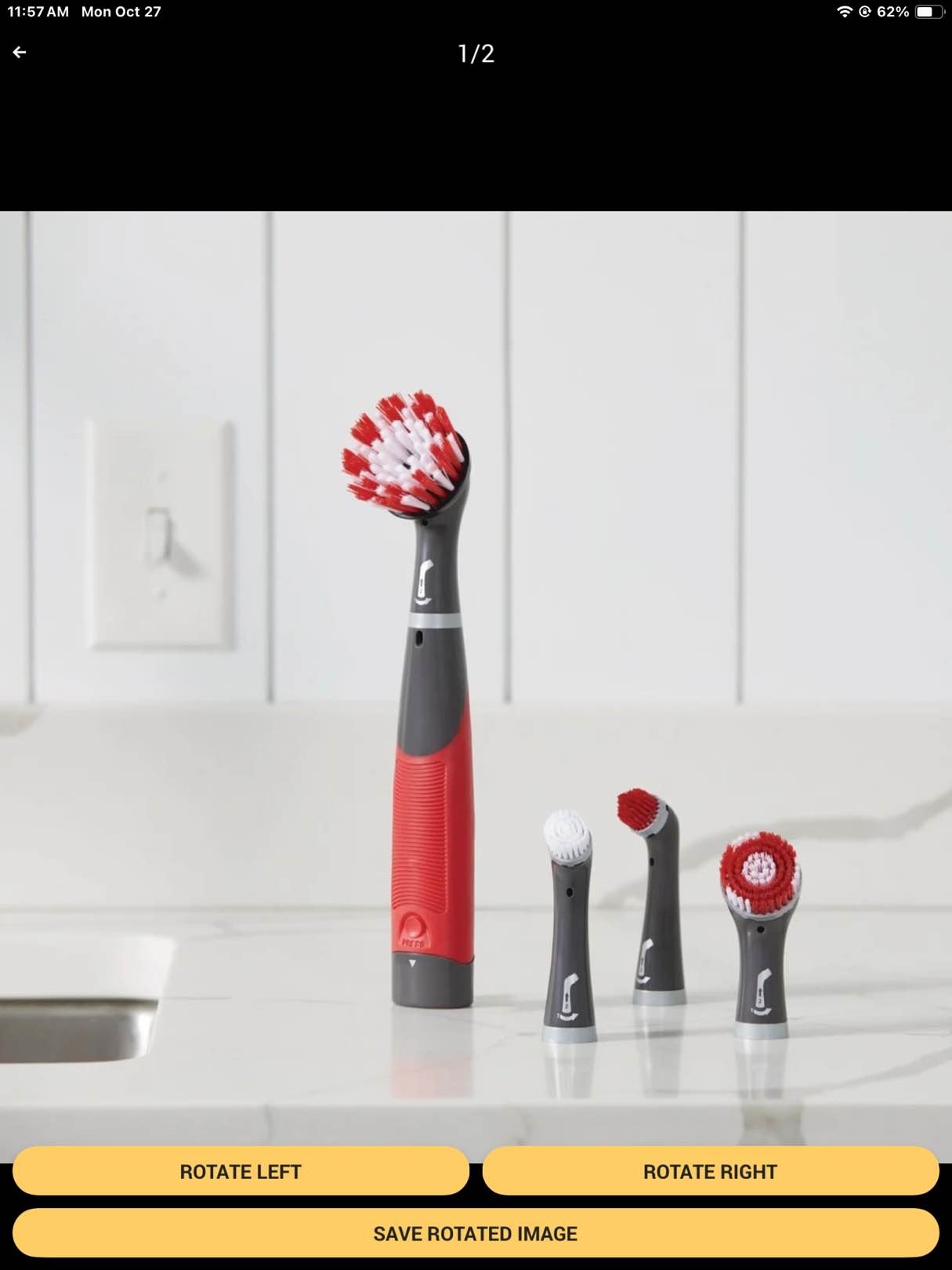 Rubbermaid Reveal Power Scrubber with Multi-Purpose Head, Cordless Electric Battery Powered Scrub Brush, Water Resistant, for Home/Kitchen/Bathroom/Grout/Tile/Shower/Tub