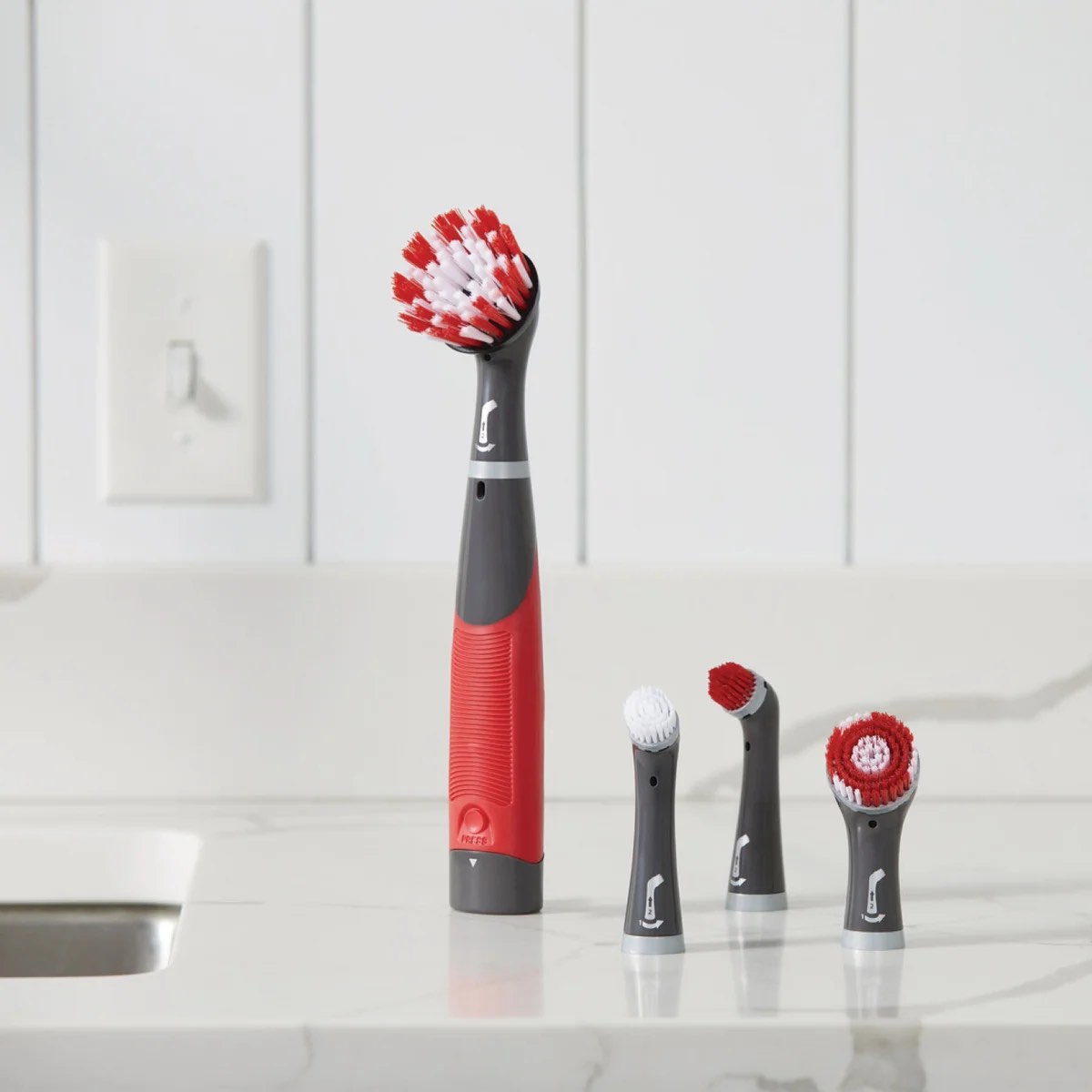 Rubbermaid Reveal Power Scrubber with Multi-Purpose Head, Cordless Electric Battery Powered Scrub Brush, Water Resistant, for Home/Kitchen/Bathroom/Grout/Tile/Shower/Tub