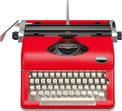 Red Vintage Typewriter for a Nostalgic Flow - Manual Typewriter Portable Model for Remote Writing Locations - Sleek & Durable Type Writer Classic Word Processor - Typewriters for Writers