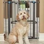 MidWest Homes for Pets 39 Inches Tall Walk-Through Steel Pet Gate, Pressure Mounted Dog Gate Measures 29 - 38 Inches Wide & Includes two 3-Inch-Wide Extensions, Graphite