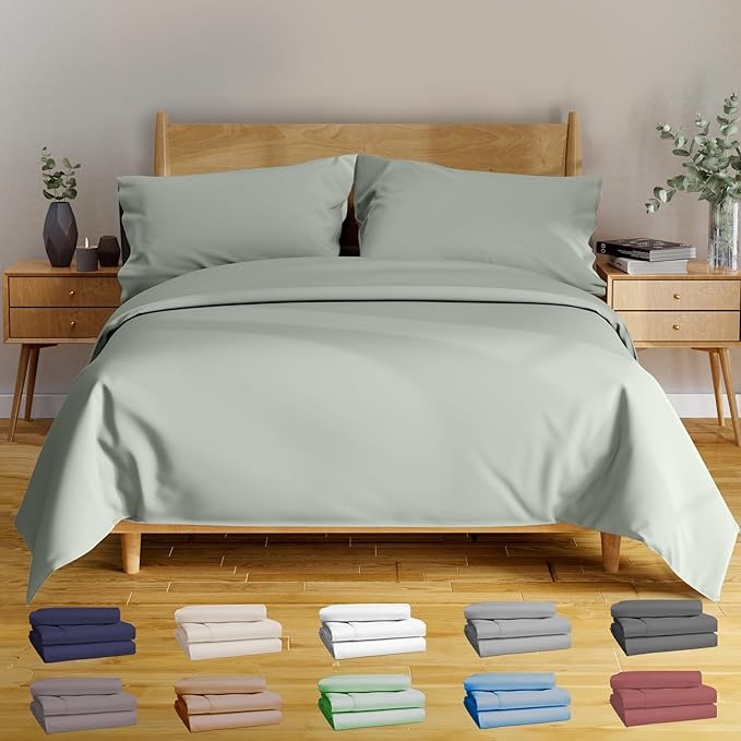 BAMPURE Luxury Series Queen Sheet Set - 100% Pure Viscose derived from Bamboo Sheets Queen Size - Super Soft Queen Cooling Sheets for Hot Sleepers - Up to 16’’ Deep Pocket Queen Sheets