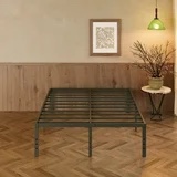 Maenizi 18 Inch Cal King Bed Frame with White Skirt Cover, Metal California King Bed Frames with Storage, No Box Spring Needed, Heavy Duty, Easy Assembly, Noise Free, Mattress Foundation