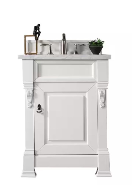 James Martin Vanities Brookfield 26" Free Standing Single Basin Hardwood Vanity Set with Eternal Serena Quartz Top 147-V26-BW-3ESR