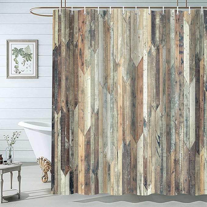water prof shower curtain,carved wood brown color decorative 4396637085