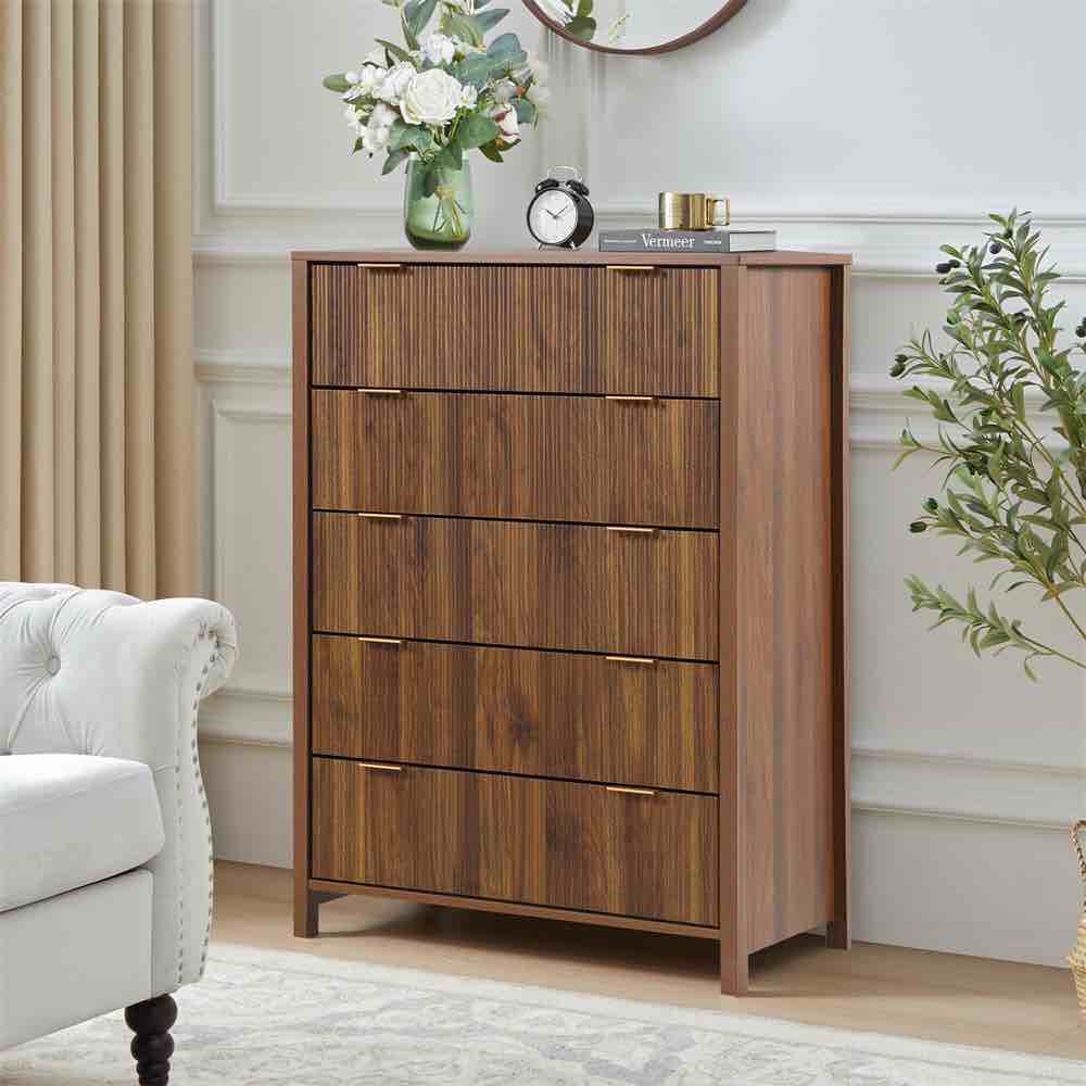 Dejesus 5 - Drawer Dresser 27.5"W Single Dresser With Waveform Fl