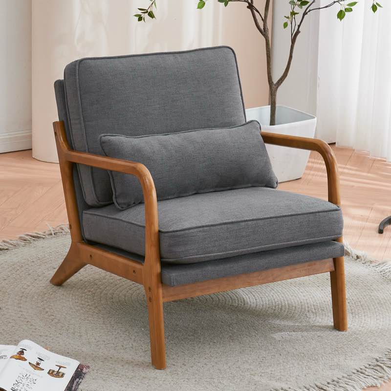 Lemley mid century solid wood accent chair upholstered armchair 