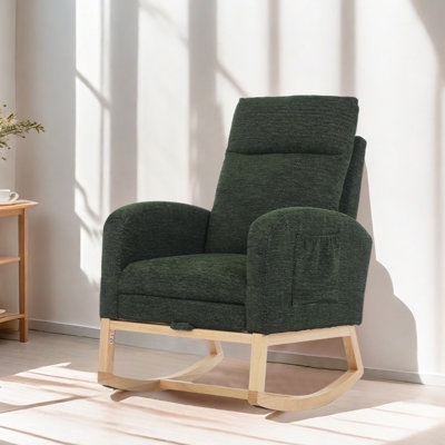 25.3 w upholstered rocking chair with foostrest green 
