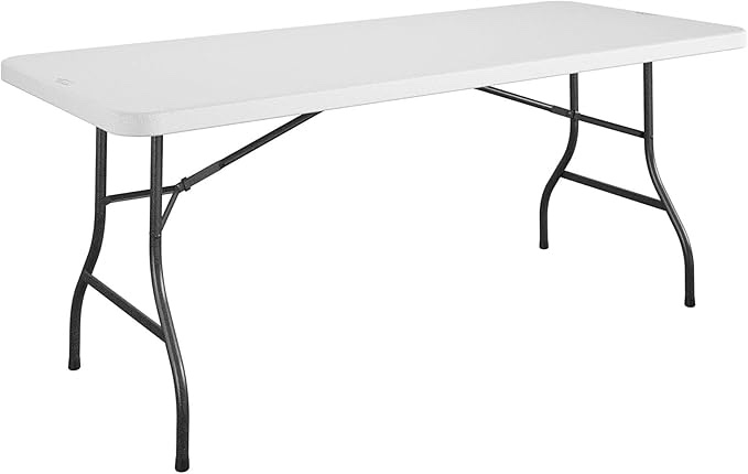 Cosco 6 Foot Centerfold Folding Table, White
