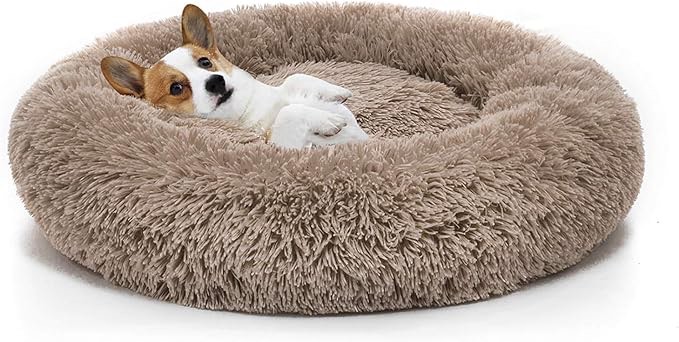 MIXJOY Orthopedic Dog Bed Comfortable Donut Cuddler Round Ultra Soft Washable Cat Cushion Bed (20''/23''/30'') (23'', Brown)