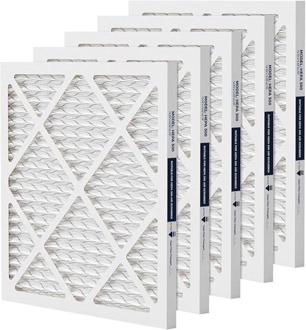 BlueDri Air Scrubber Stage 1 Protective Pre Filter for Air Purifiers Negative Air Machine, Water Damage Restoration Equipment, Construction Debris (5-Pack), White (AS-PF)