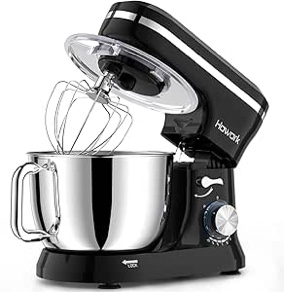 Howork Electric Stand Mixer,10+p Speeds With 6.5QT Stainless Steel Bowl,Dough Hook, Wire Whip & Beater,for Most Home Cooks,Black