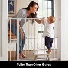 Cumbor 36" Extra Tall Baby Gate for Dogs and Kids with Wide 2-Way Door, 29.7"- 46" Width, and Auto Close Personal Safety for Babies and Pets, Fits Doorways, Stairs, and Entryways, White
