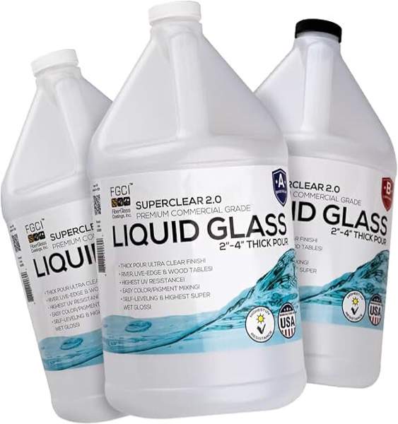 Deep Pour Epoxy Resin Liquid Glass 3 GL Kit, 2-4 inch Super Clear Amazing Flow Casting Resin Kit, High Temp Heat UV Resistant Food Safe Epoxy, Bubble Free Low Viscosity Cast & Coat Stone Wood Metal