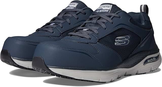 SKECHERS Work Arch Fit SR - Riggit Carbon Fiber Comp Toe (Navy/Gray) Men's Shoes
