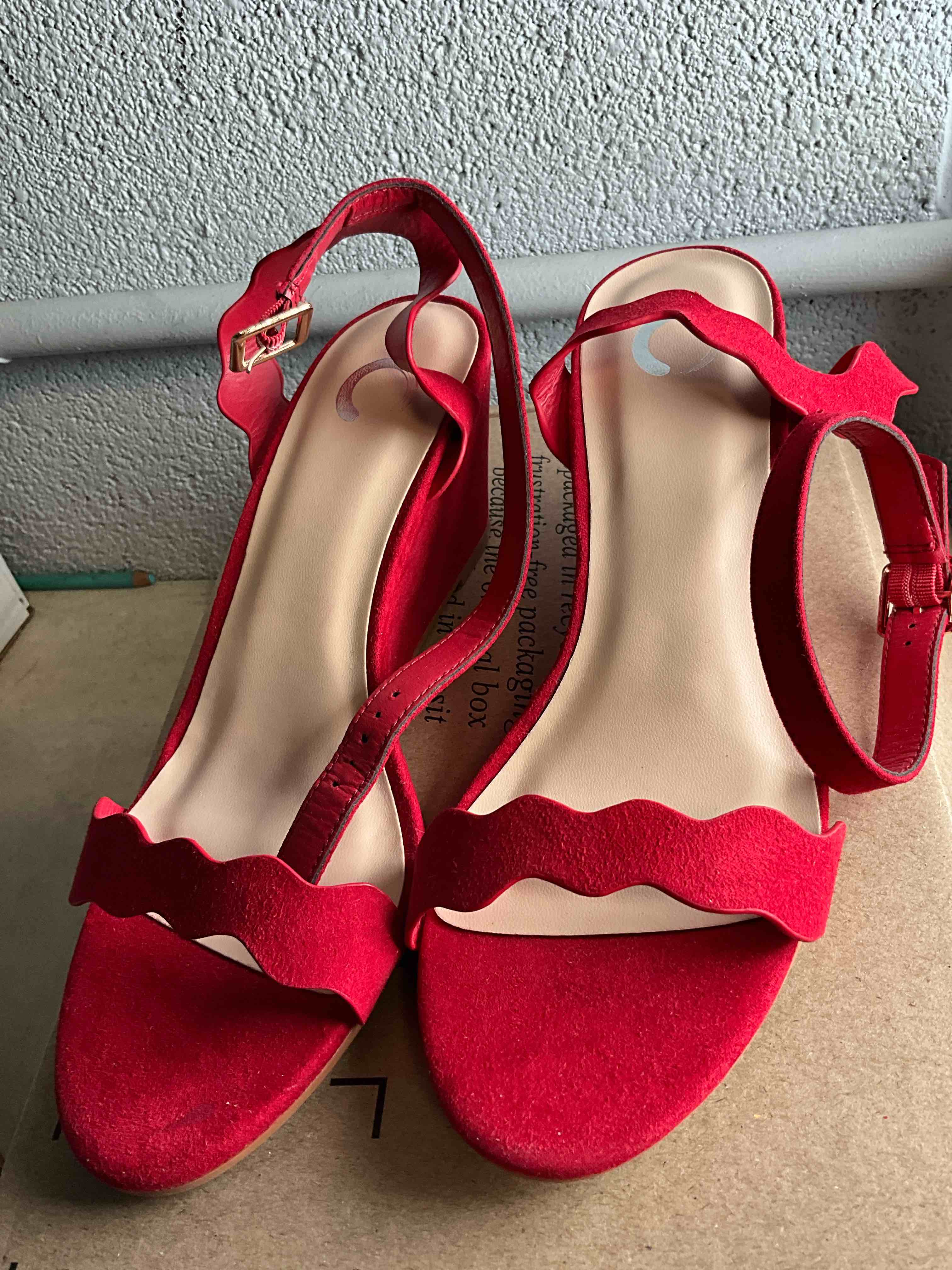 red velvet wedge platform size 8.5