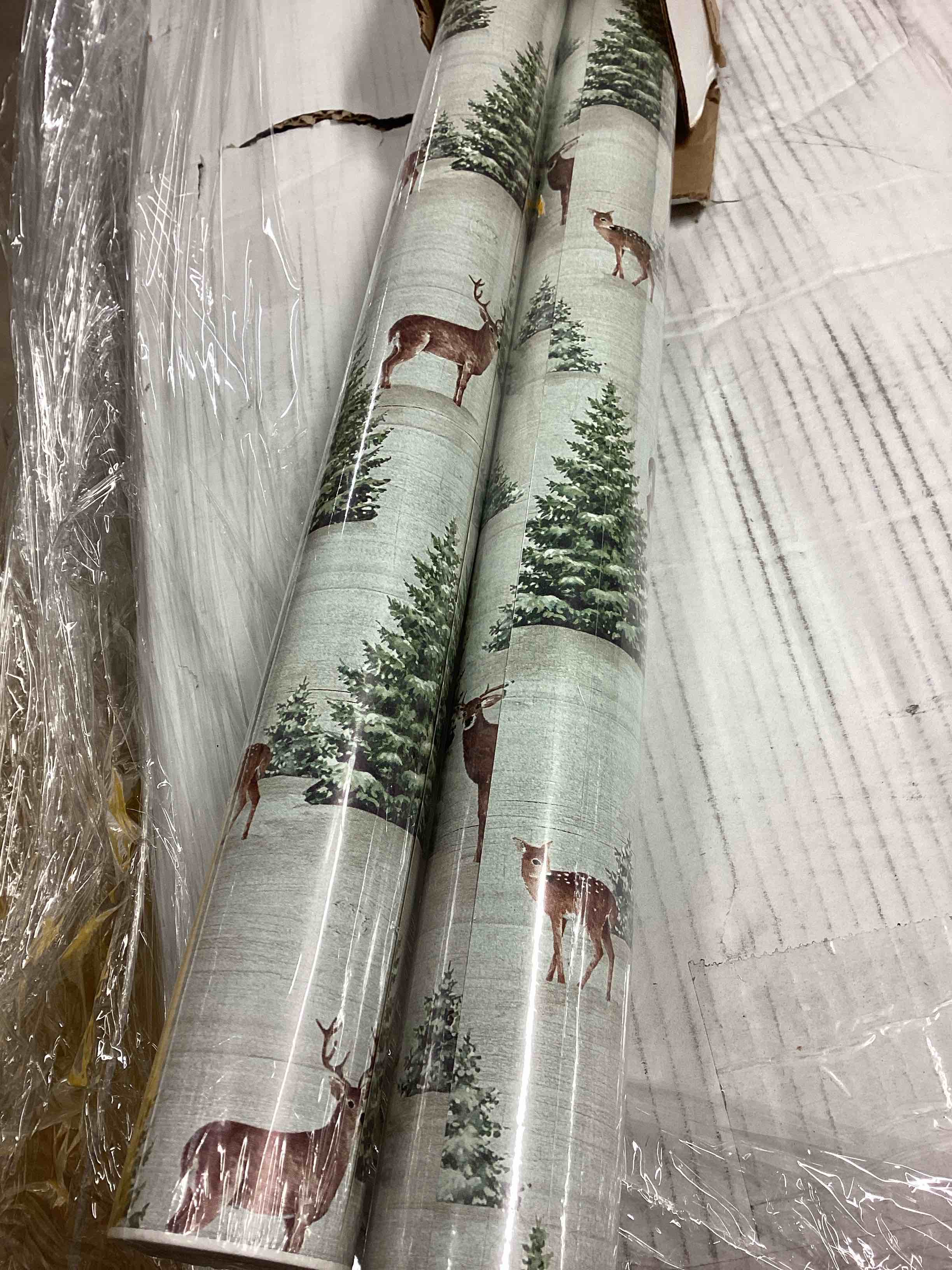Condition photo showing New/Like New for American Greetings 60 sq. ft. Reversible Farmhouse Christmas Wrapping Paper, Deer (1 Roll, 30 in. x 288 in.)