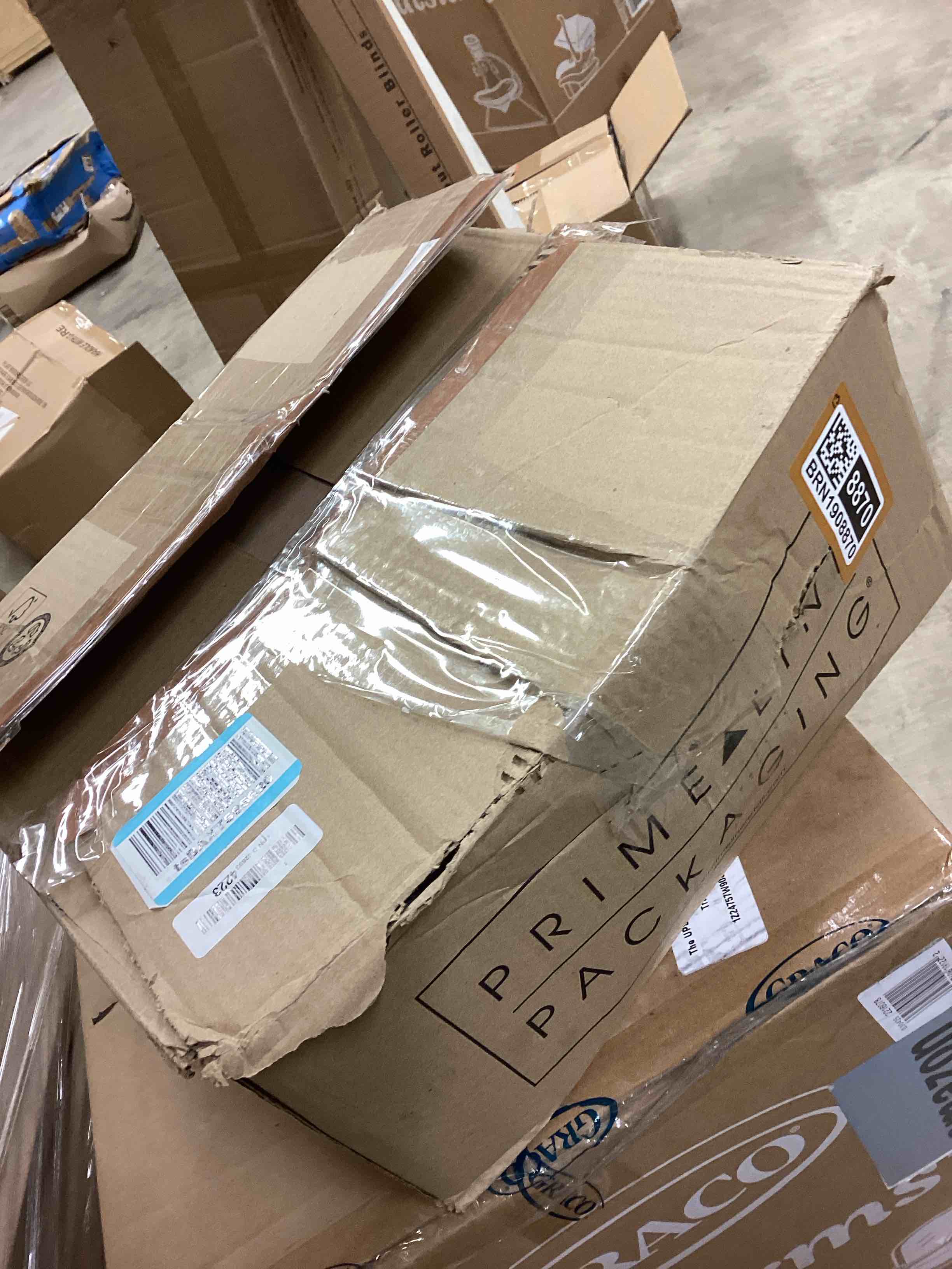Condition photo showing New/Like New for Prime Line Packaging 16x6x12 100 Pack Large White Kraft Paper Shopping Bags with Handles, Business, Boutiques, Retail, Birthdays, Party Favors, Bulk