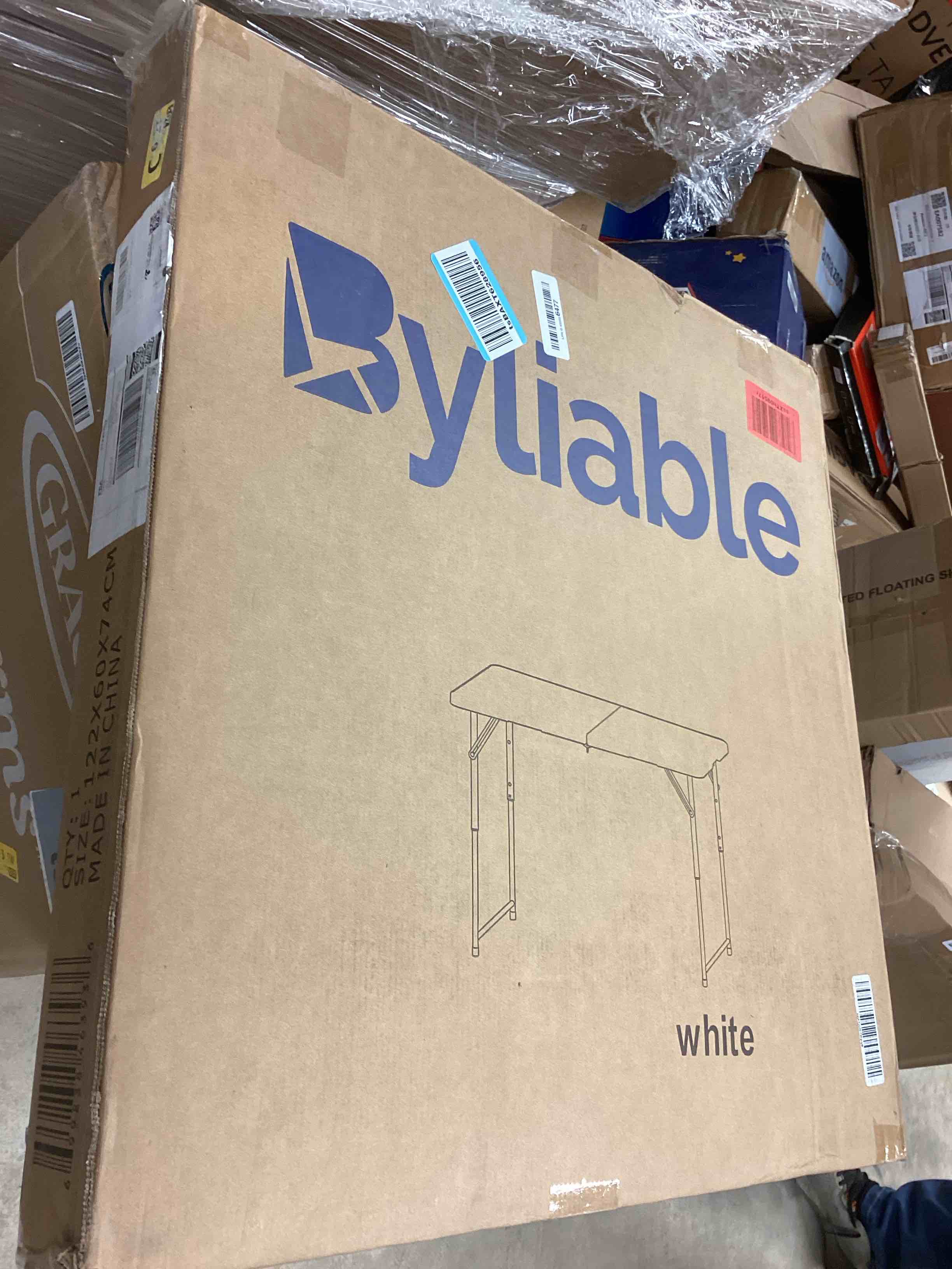 Condition photo showing New/Like New for Folding Table 4 Foot Portable Heavy Duty Plastic Fold-in-Half Utility Table Small Indoor Outdoor Adjustable Height Folding with Carrying Handle, Camping and Party,White White 4FT