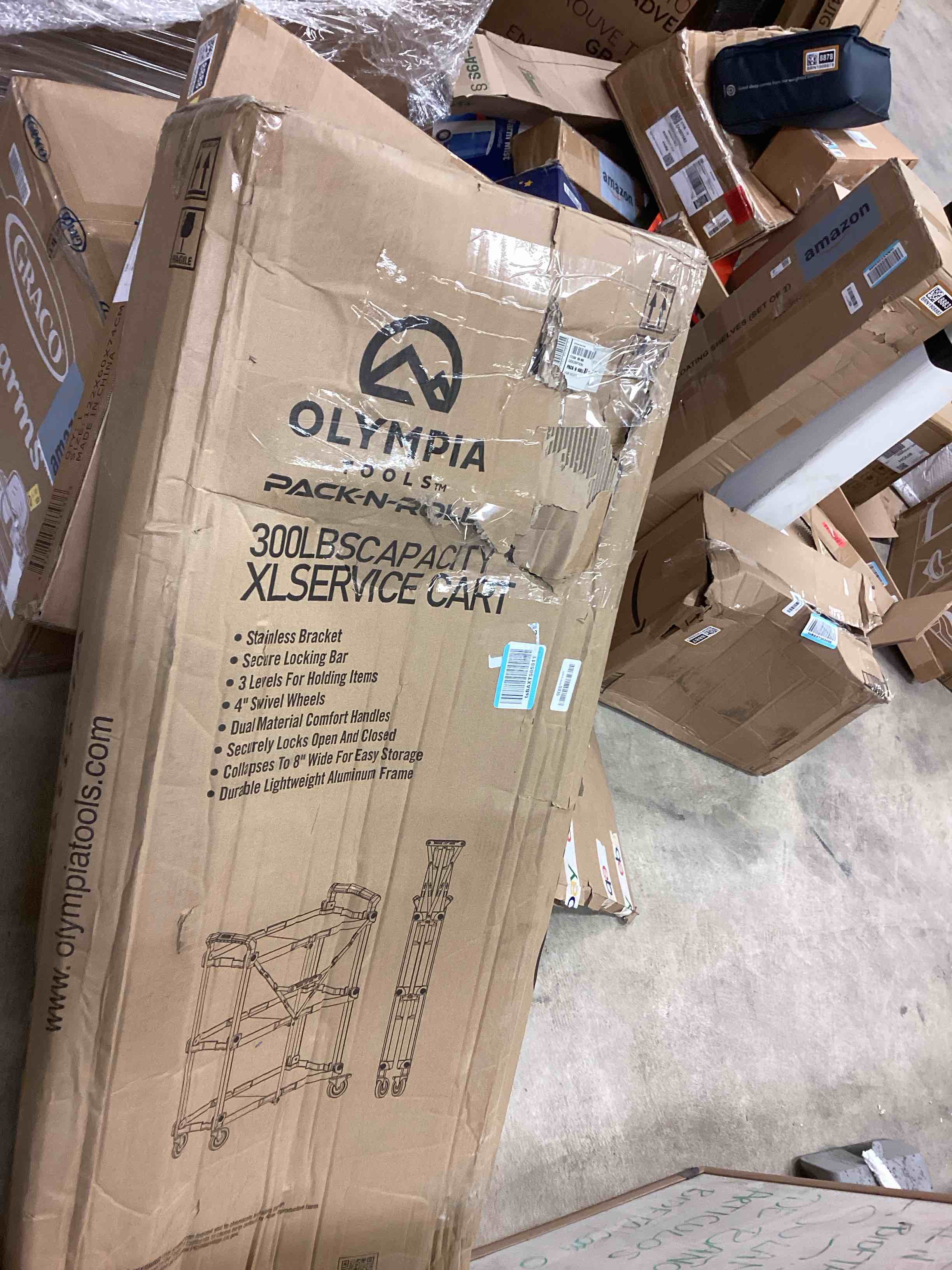 Condition photo showing Good Condition for Olympia Tools 85-189 Pack N Roll Collapsible Service Cart, XL, 300LB Capacity, Black Black 300LB