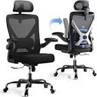 Ergonomic Office Chair - X-Shaped Computer Desk Chair Comfy, Gaming Chair, Office Chair with Lumbar Support, Mesh Office Chairs with Headrests, Desk Chair for Long Hours (Black Silver)