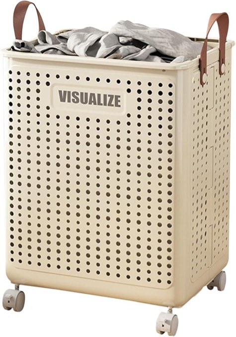 Ergocar Foldable Storage Basket With Universal Wheels Swivel Mobile Family Dormitory Breathable Hollow Out For Toys, Clothes, Storage Container Organiser