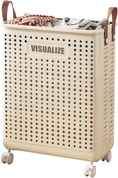 Ergocar Foldable Storage Basket With Universal Wheels Swivel Mobile Family Dormitory Breathable Hollow Out For Toys, Clothes, Storage Container Organiser