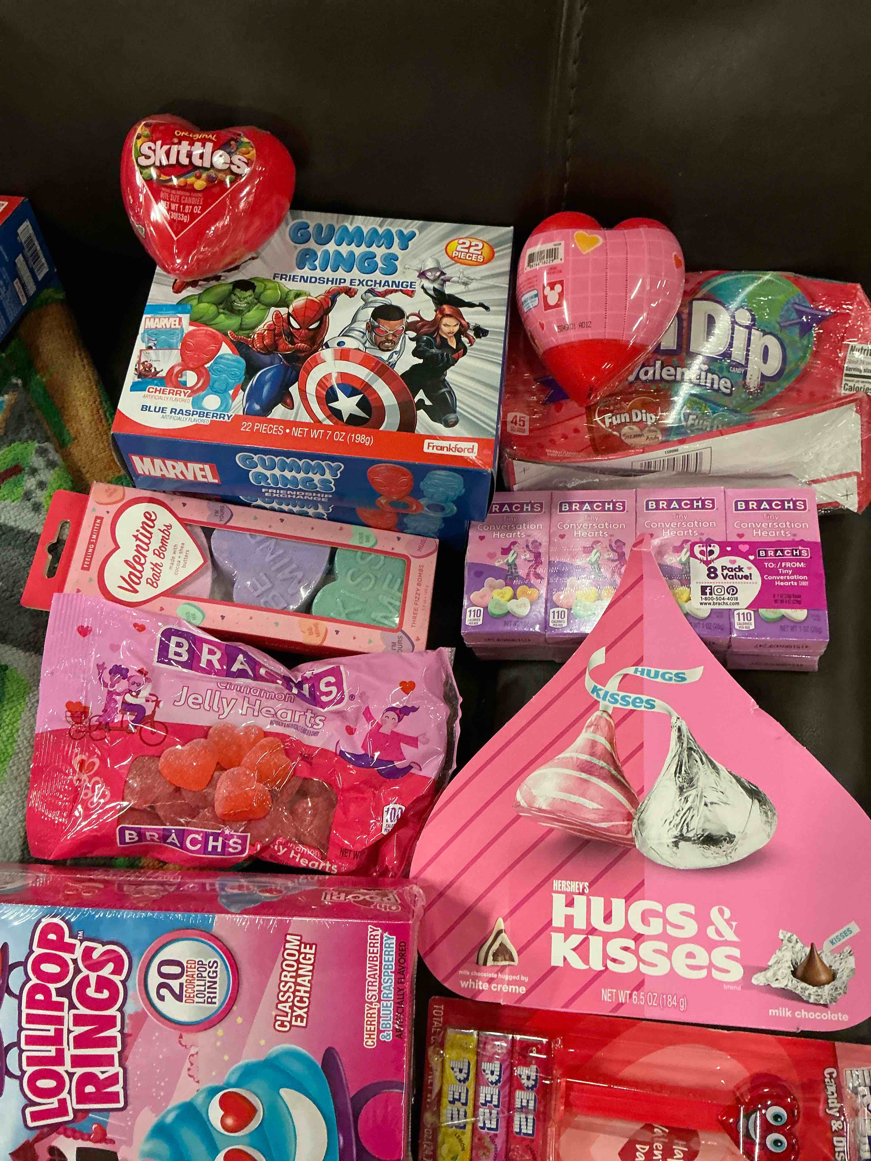 Assortment of sweets of different flavors(included Gummy Rings/ Kisses/ Lollipop Rings and more 