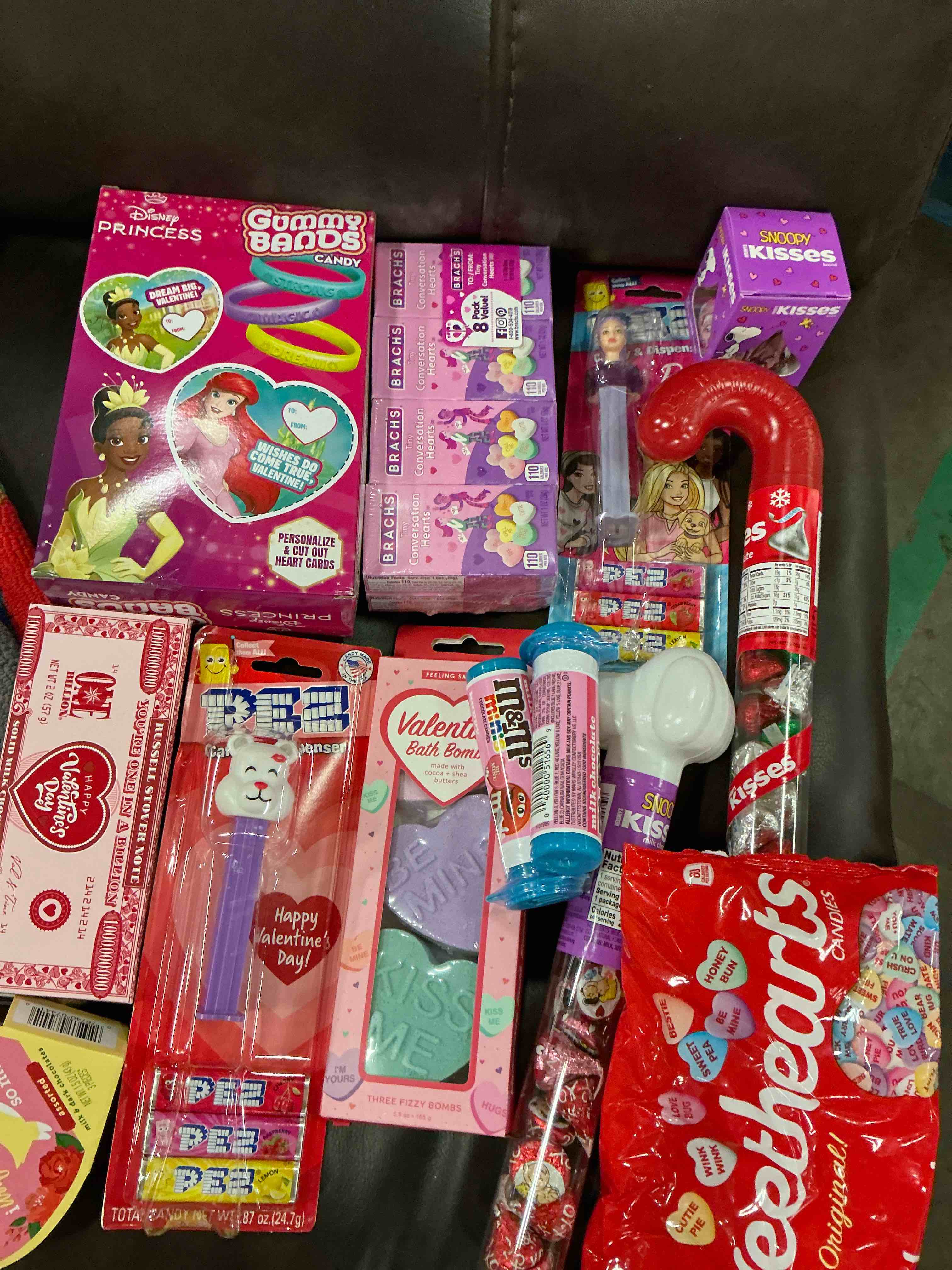 Assortment of sweets of different flavors(included Gummy Bands/Sweethearts and more 